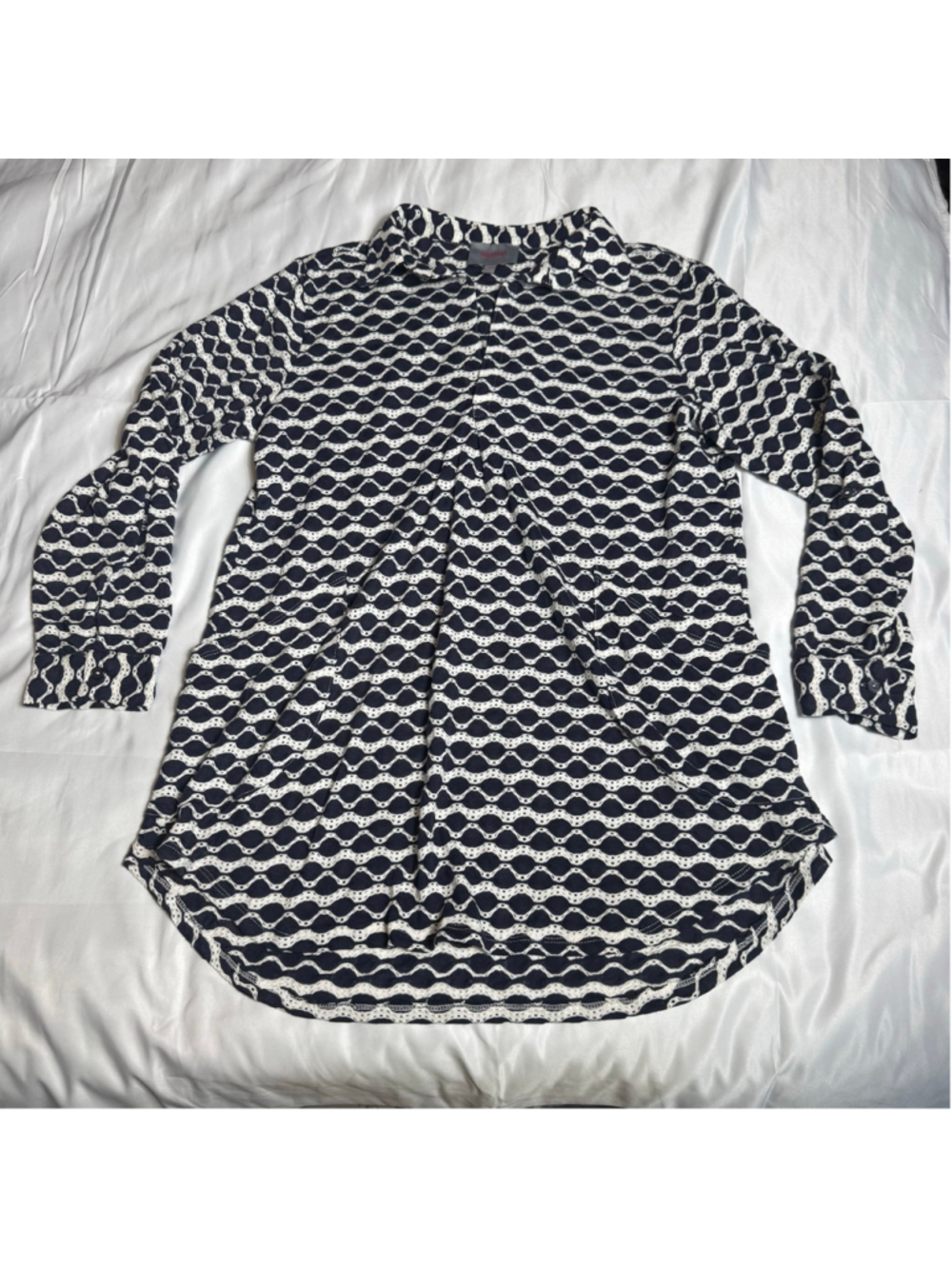 Women's Forcynthia Beachwear Top Size L Black White Geometric Pattern